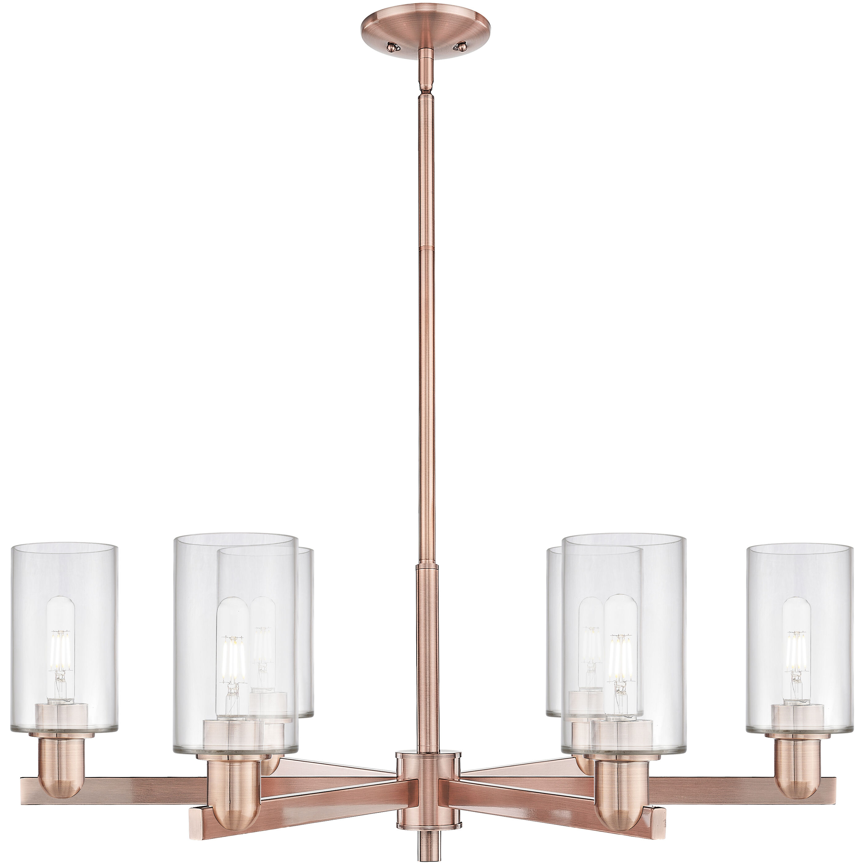 Arcadia Clymer 6 Light 33.63 inch Antique Copper Chandelier Ceiling Light in Clear
