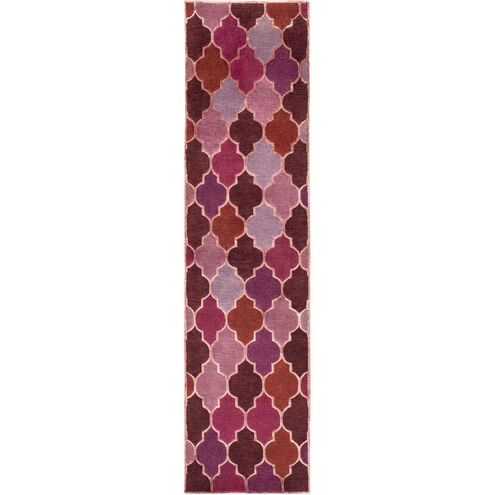 Mugal 120 X 30 inch Mauve, Dark Purple, Burnt Orange Rug