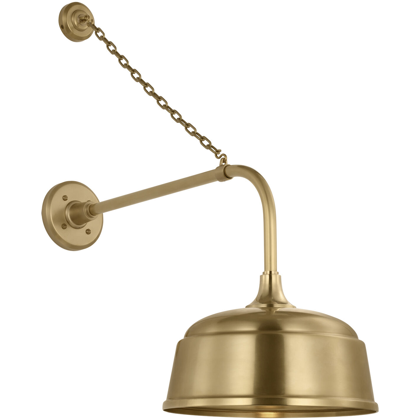Thomas O'Brien Academy Barn Light LED 30 inch Hand-Rubbed Antique Brass Anchored Rex Barn Light in 12.5" Hand-Rubbed Antique Brass Rockhouse Shade