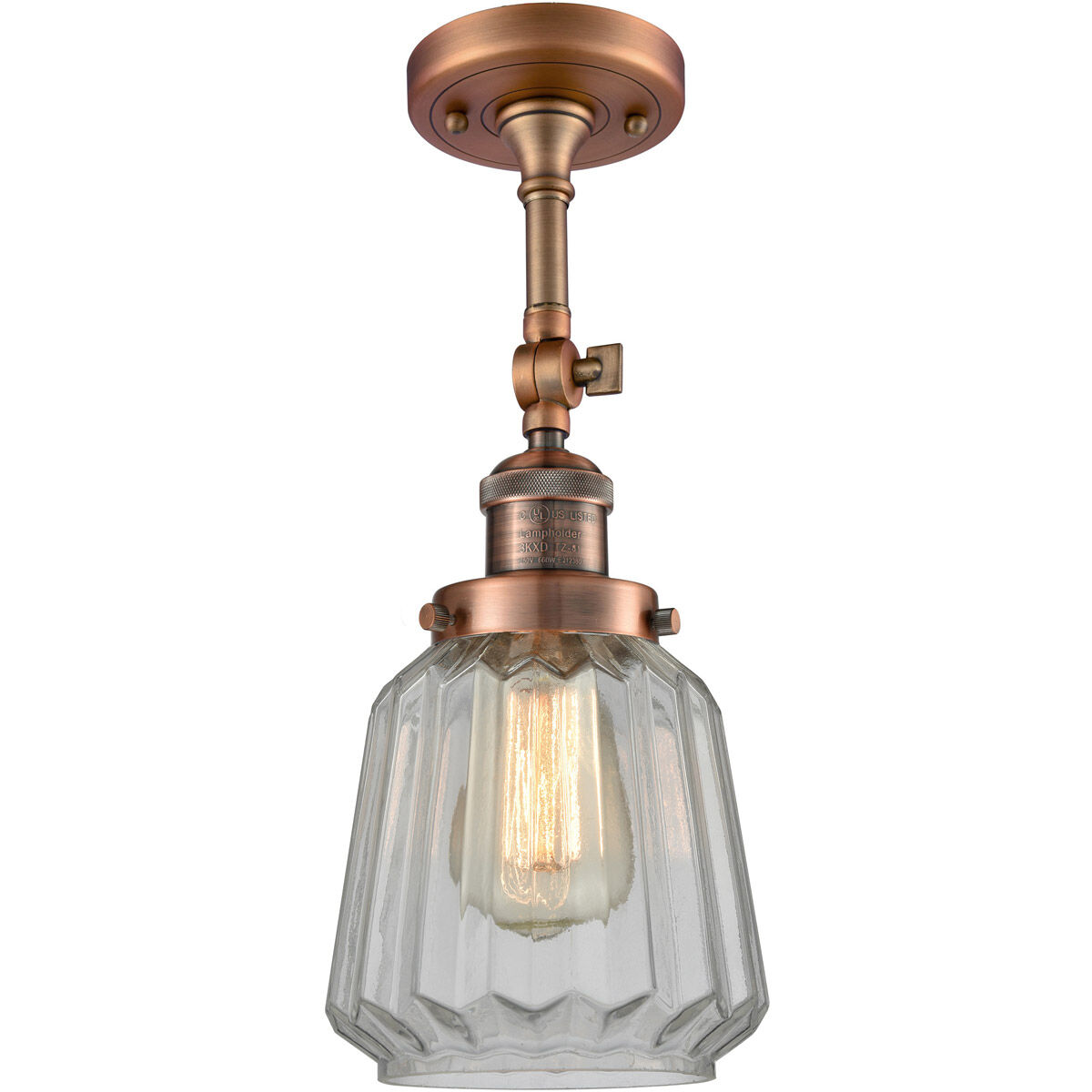 Franklin Restoration Chatham 1 Light 6 inch Antique Copper Semi-Flush Mount Ceiling Light in Clear Glass, Franklin Restoration
