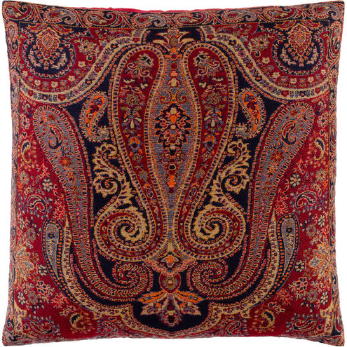 Boteh 20 X 20 inch Bright Red/Dark Red/Navy/Burnt Orange/Khaki Pillow Cover