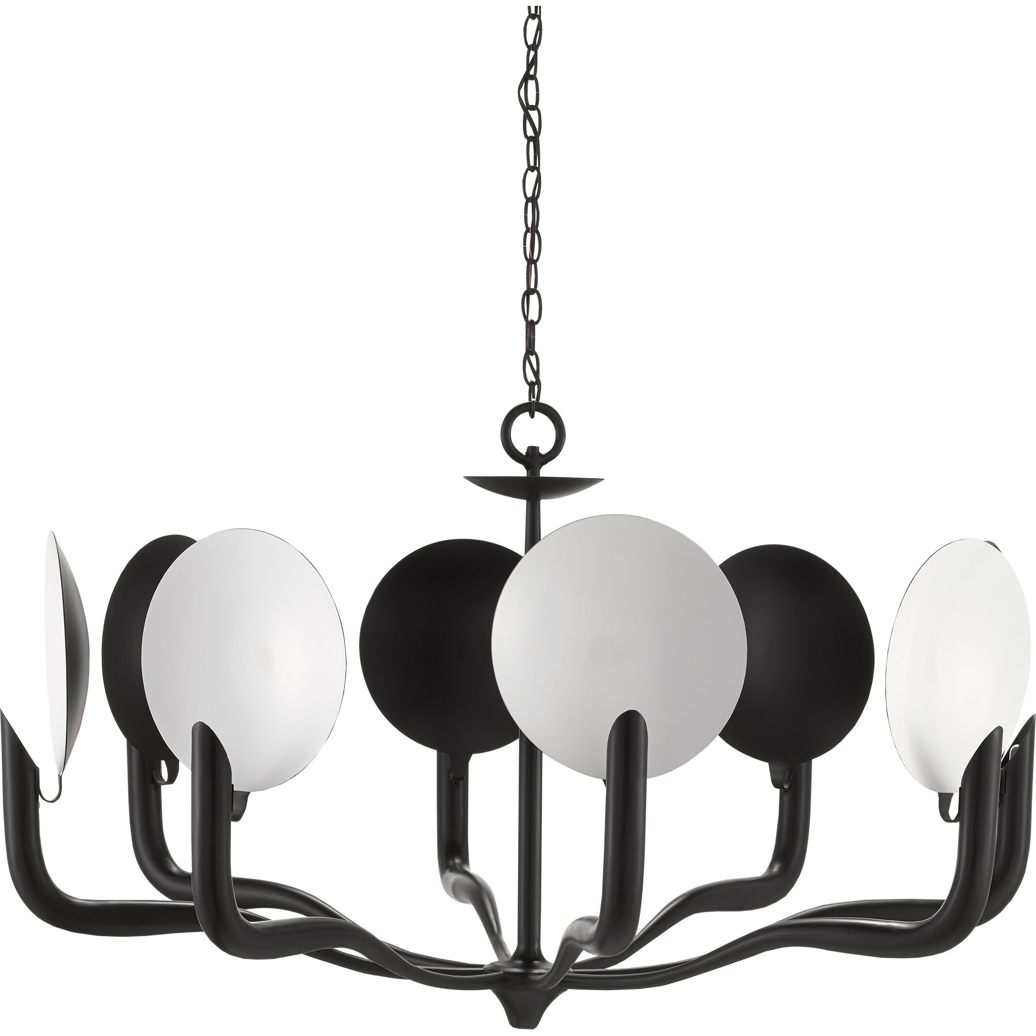 Tirtoff 8 Light 44 inch Satin Black/Sugar White Chandelier Ceiling Light