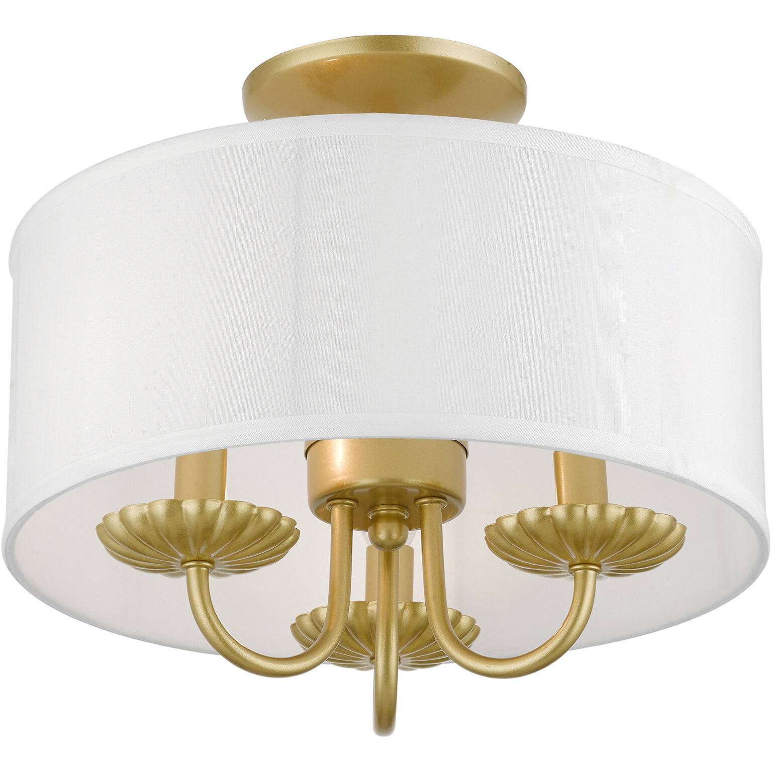 Brookdale 3 Light 13 inch Soft Gold Semi-Flush Mount Ceiling Light