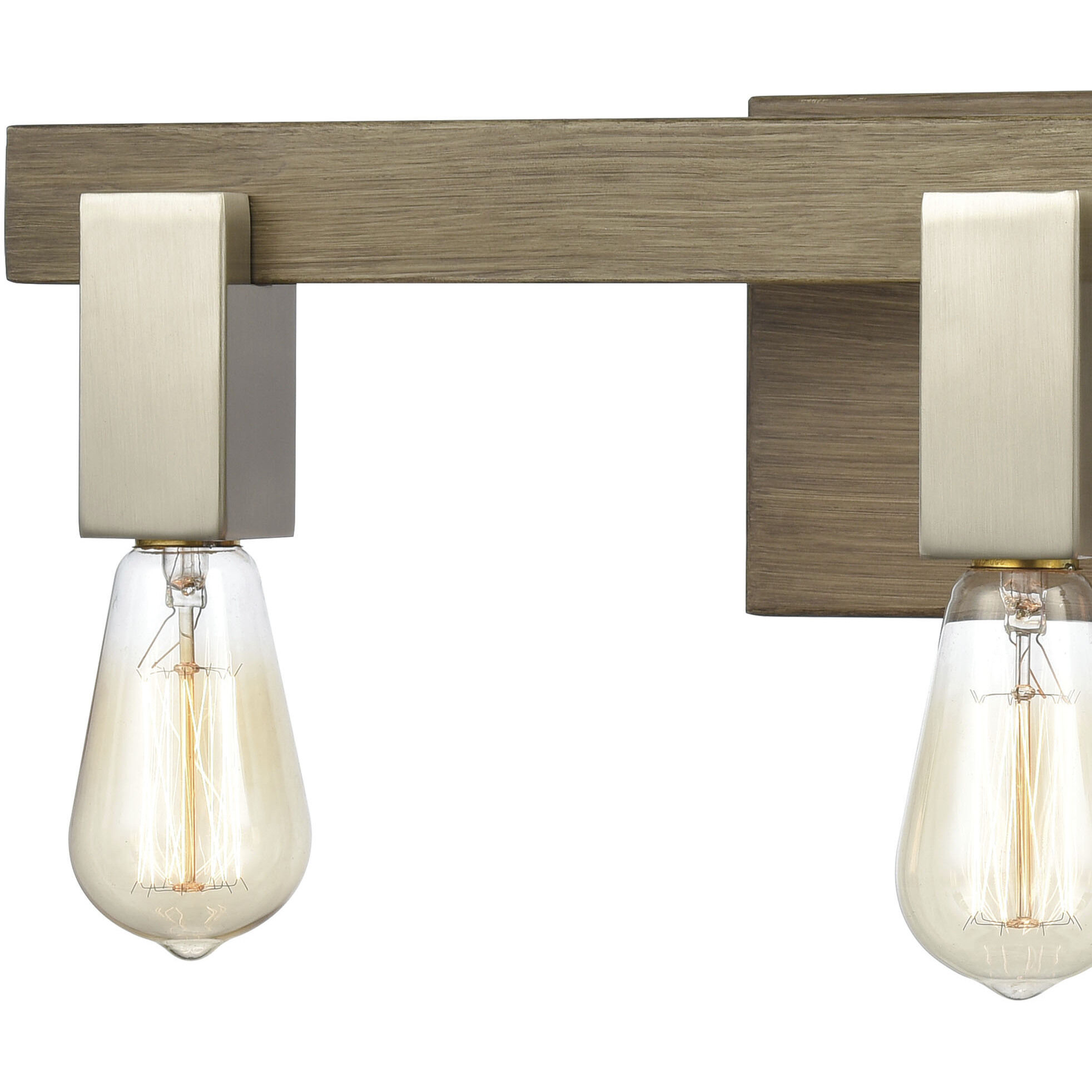 Brushed nickel and wood vanity light online