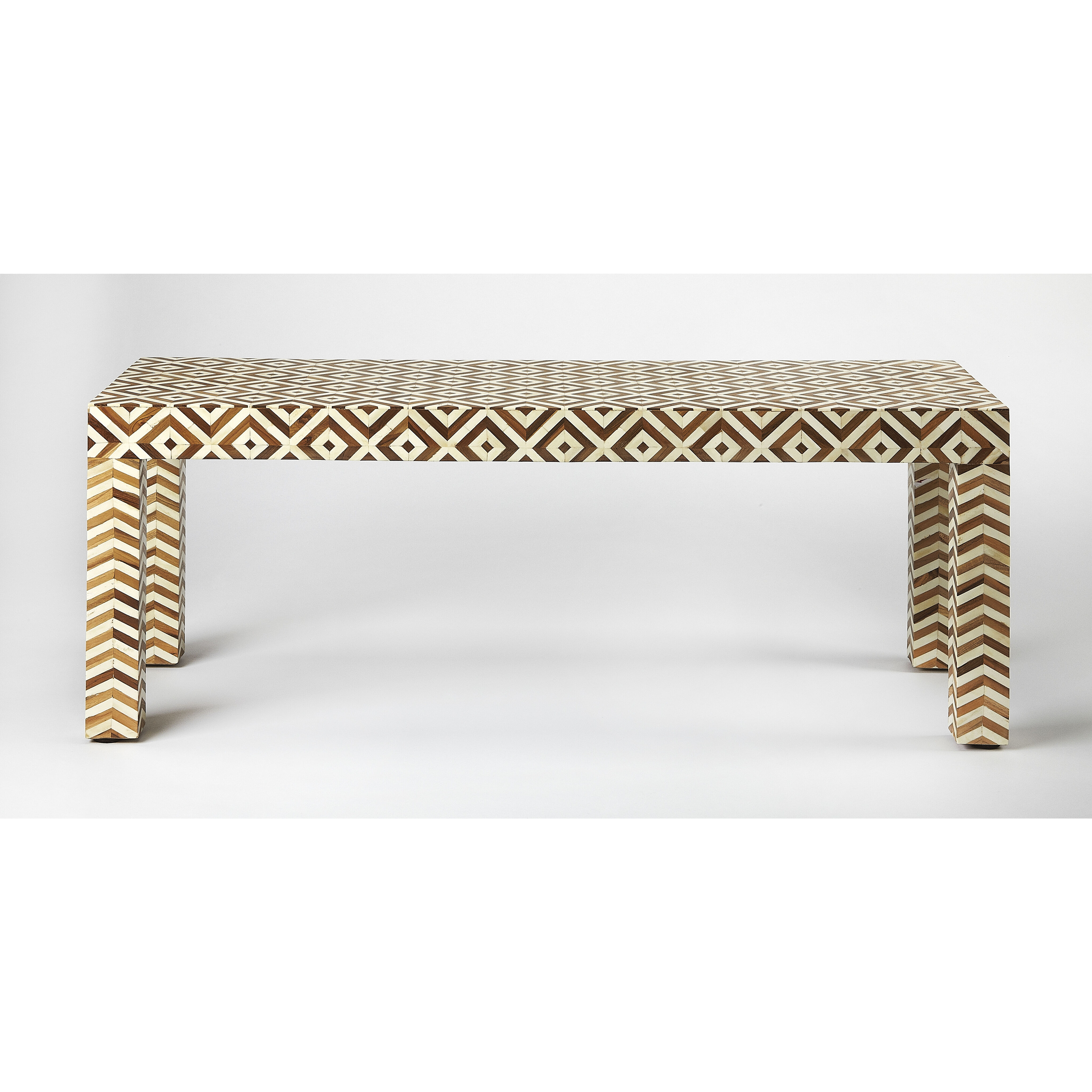 Bone Inlay Crispin  Wood & Bone Inlay Bench