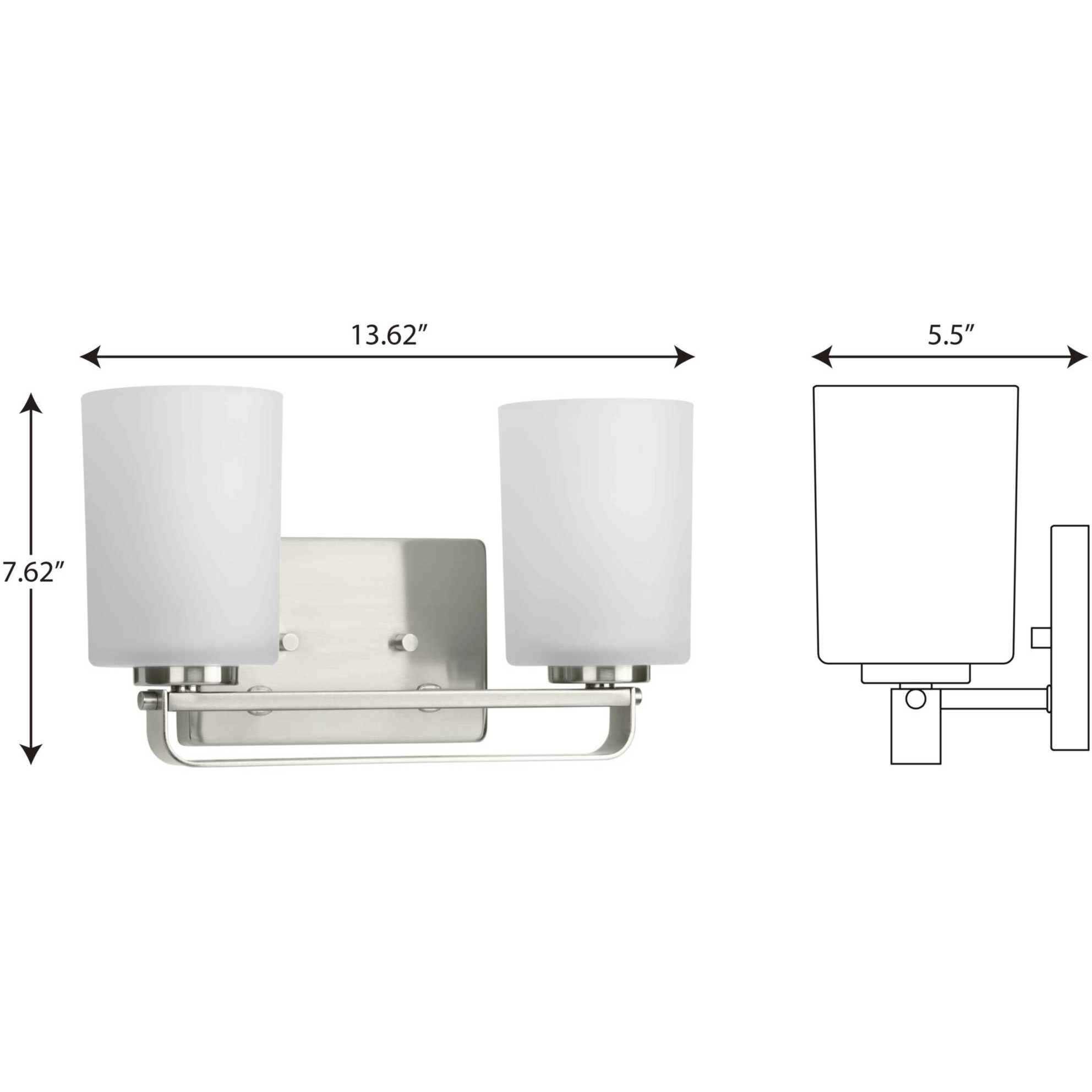 League 2 Light 14 inch Brushed Nickel Bath Vanity Wall Light