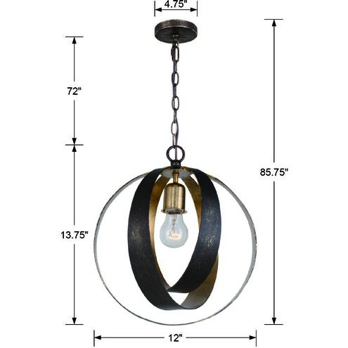 Luna 1 Light 12 inch English Bronze and Antique Gold Mini Pendant Ceiling Light