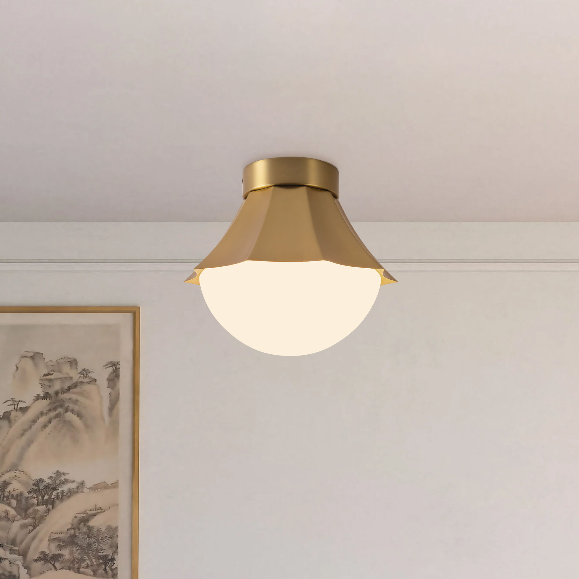 Alora Mood Shelton 1 Light 11.38 inch Brushed Gold Semi-Flush Mount Ceiling Light