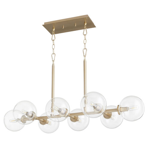 Rovi 8 Light 38 inch Aged Brass Linear Chandelier Ceiling Light