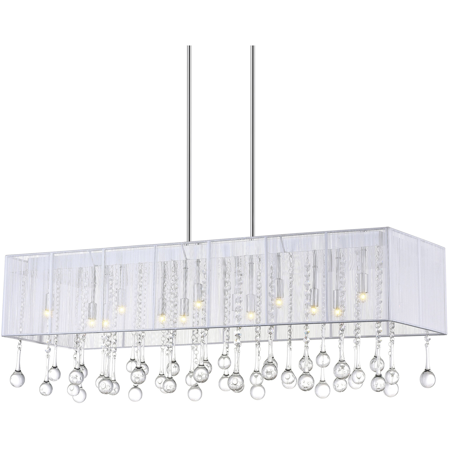 Water Drop 14 Light 40 inch Chrome Island/Pool Table Light Ceiling Light in White / Clear