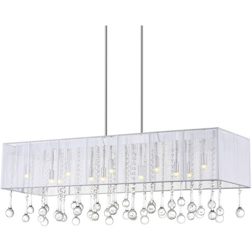 Water Drop 14 Light 13 inch Chrome Drum Shade Chandelier Ceiling Light in White / Clear