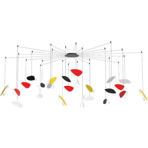 Papillons LED 36 inch Satin Black Pendant Ceiling Light in Red, Yellow