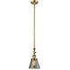 Franklin Restoration Cone 1 Light 6 inch Brushed Brass Mini Pendant Ceiling Light in Incandescent, Plated Smoke, Franklin Restoration