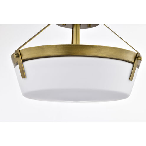 Rowen 3 Light 14.63 inch Natural Brass Semi Flush Mount Ceiling Light