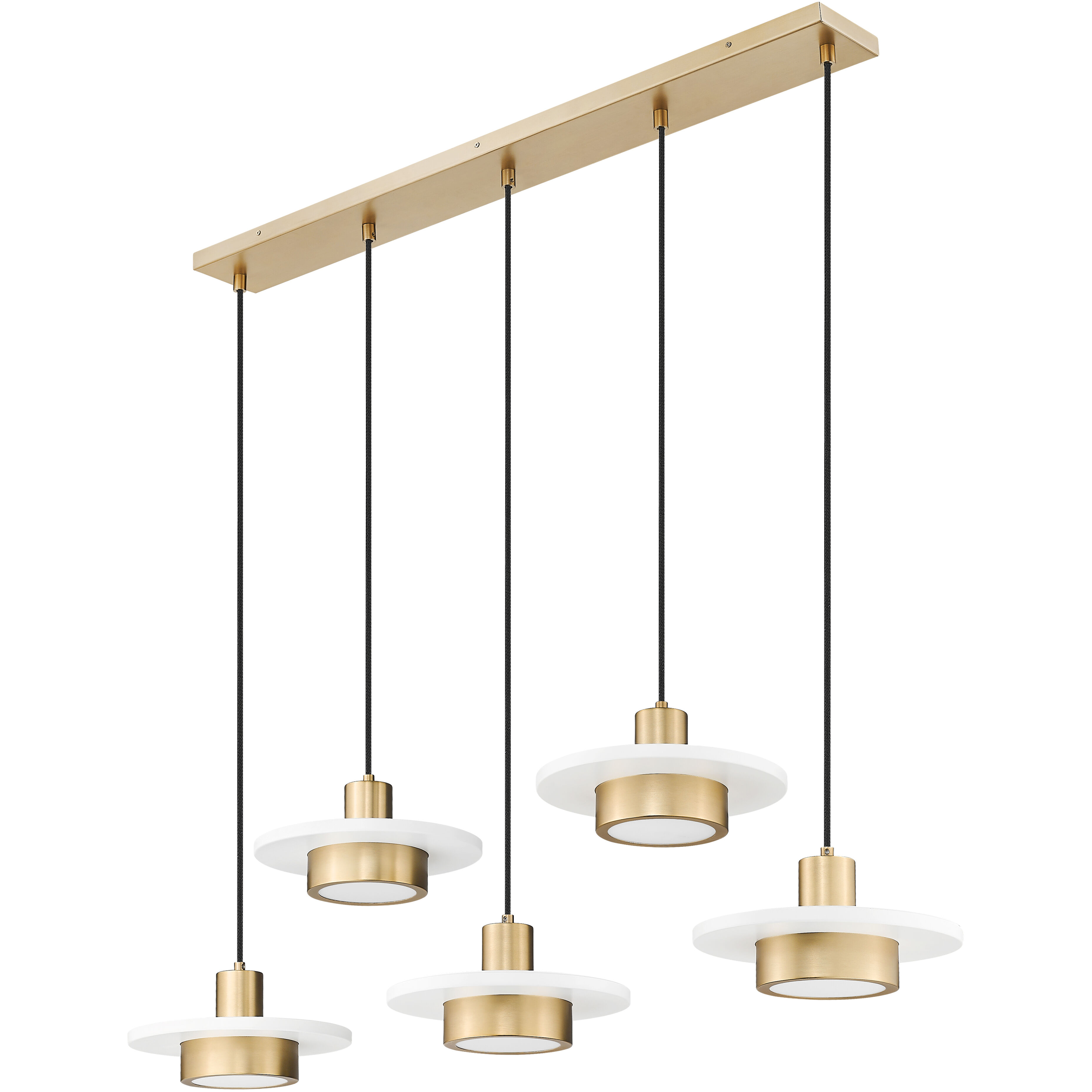 Ludo LED 51.5 inch Matte White and Modern Gold Linear Chandelier Ceiling Light