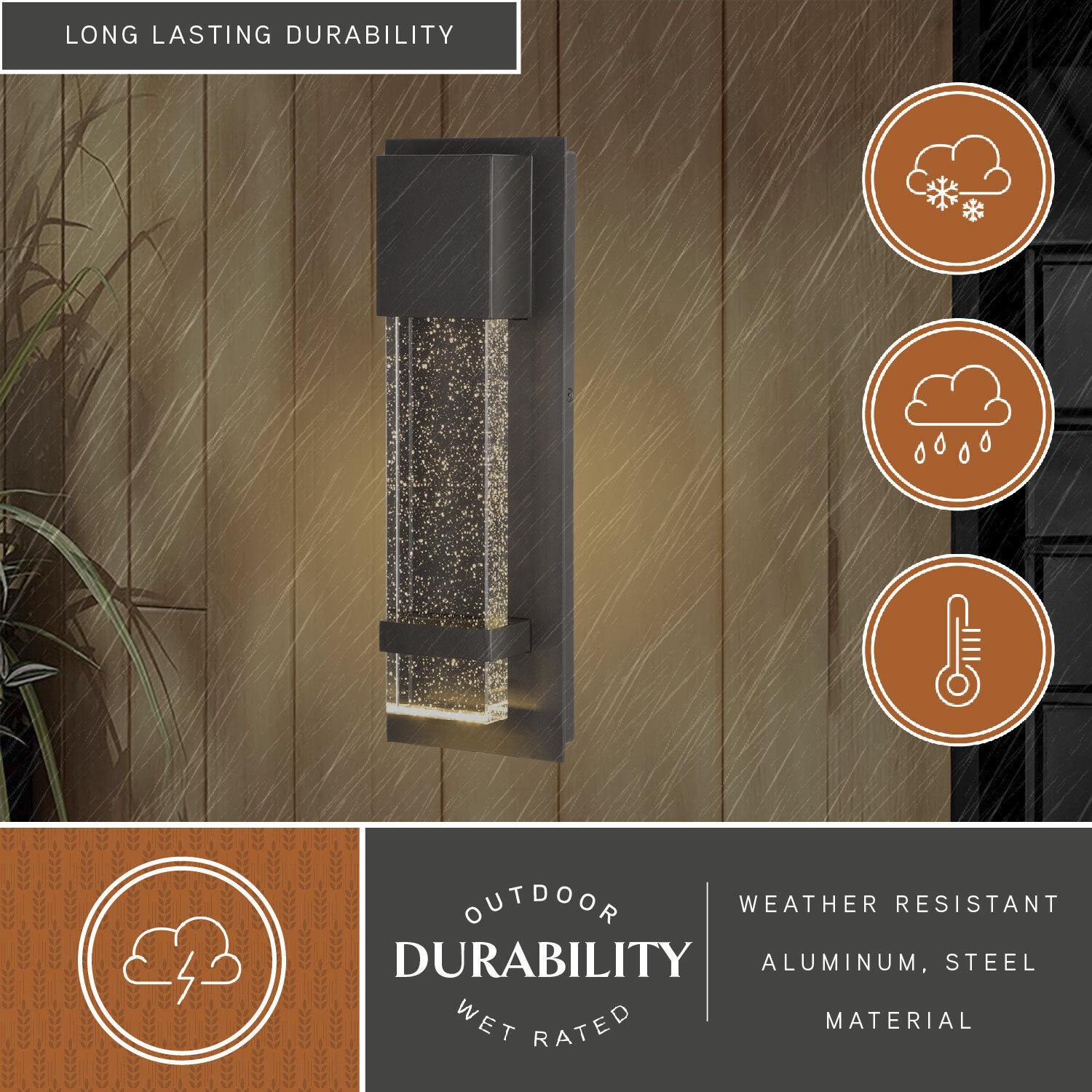 Wabash LED 13.75 inch Mystic Pewter Outdoor Wall