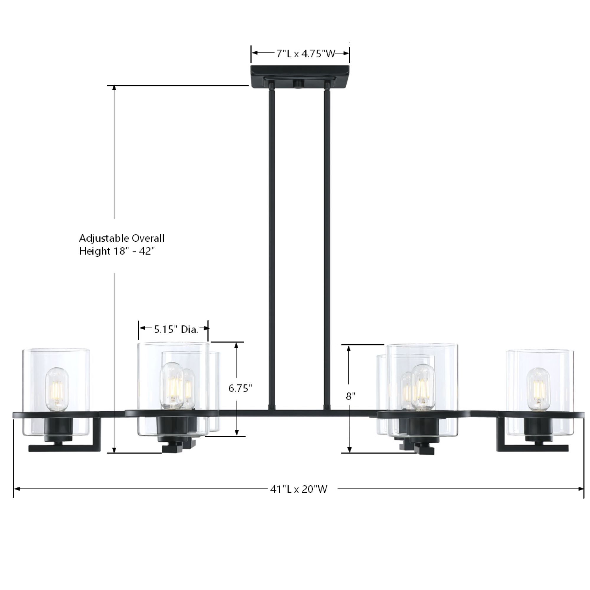 Halo 6 Light 41 inch Black Oval Chandelier Ceiling Light