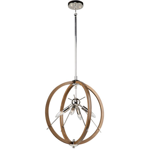 Abbey 4 Light 18 inch Faux Wood and Polished Nickel Pendant Ceiling Light