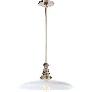 Chapman & Myers Boston 1 Light 15.75 inch Polished Nickel Pendant Ceiling Light in White Glass Large Dish Shade, Large