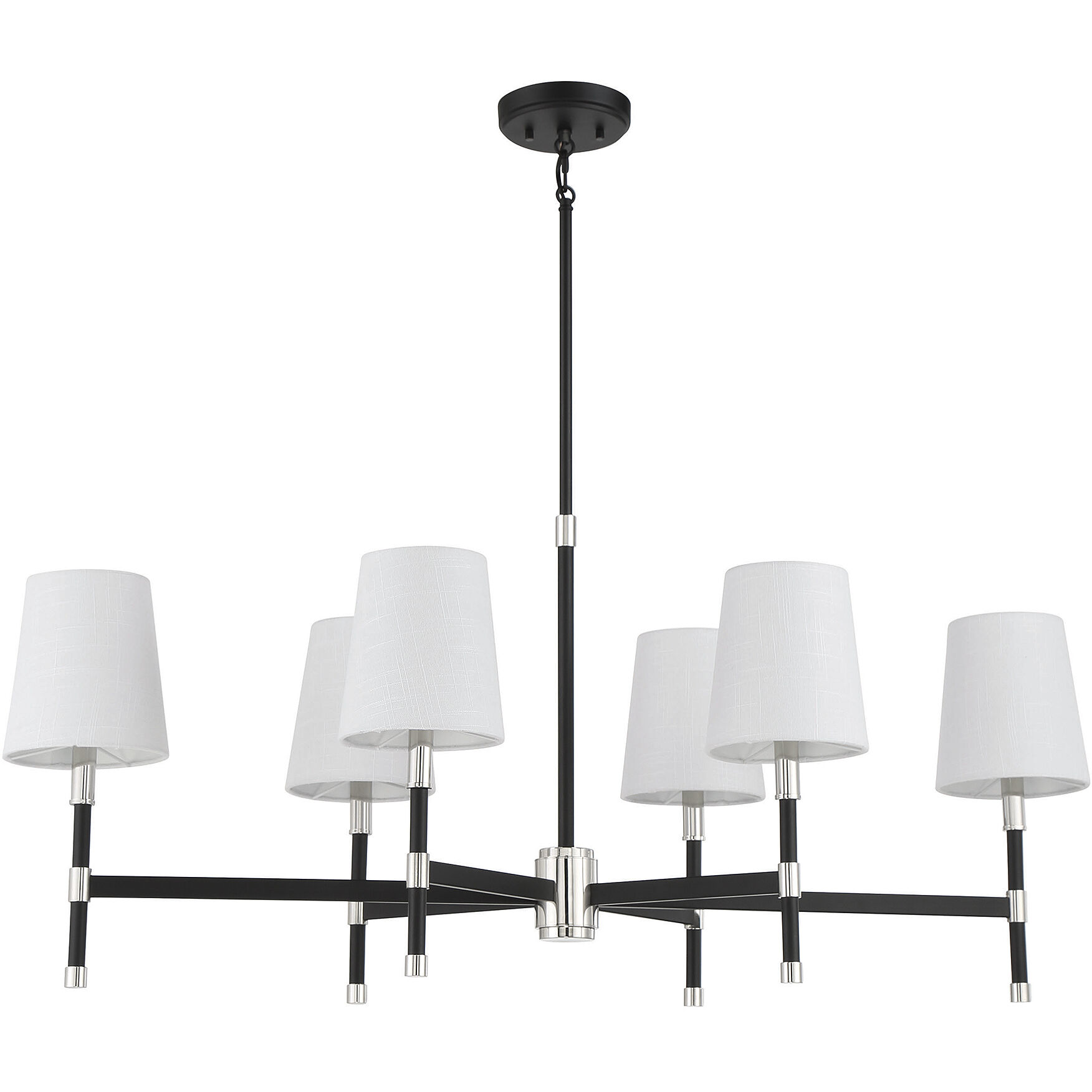 Brody 6 Light 41 inch Black with Polished Nickel Accents Linear Chandelier Ceiling Light, Essentials
