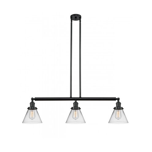 Franklin Restoration Large Cone LED 40 inch Matte Black Island Light Ceiling Light in Clear Glass, Franklin Restoration
