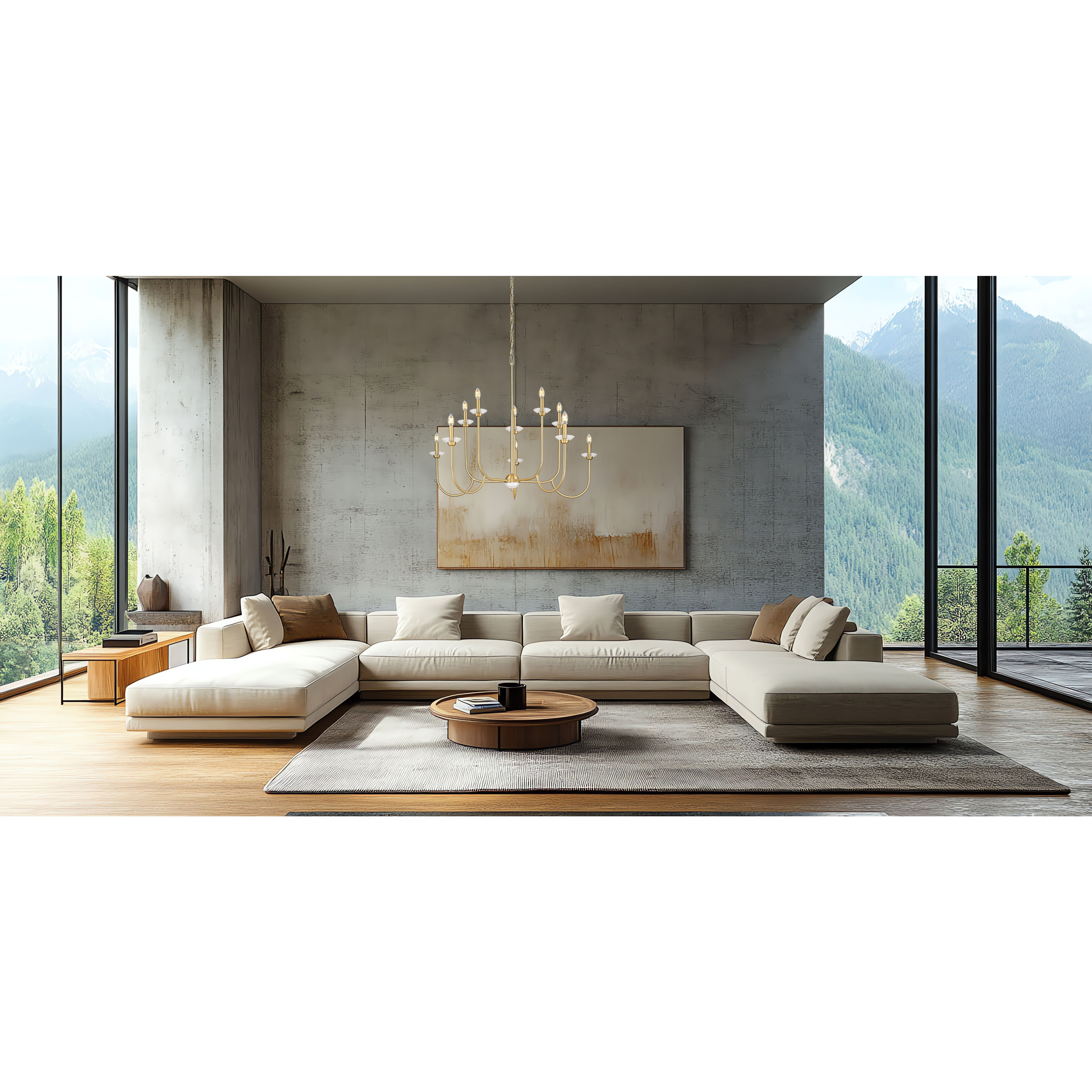 Allistair 10 Light 42 inch Modern Gold Chandelier Ceiling Light