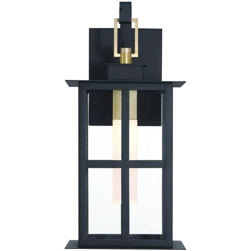 Greyson 1 Light 16 inch Brass and Black Outdoor Wall Lantern