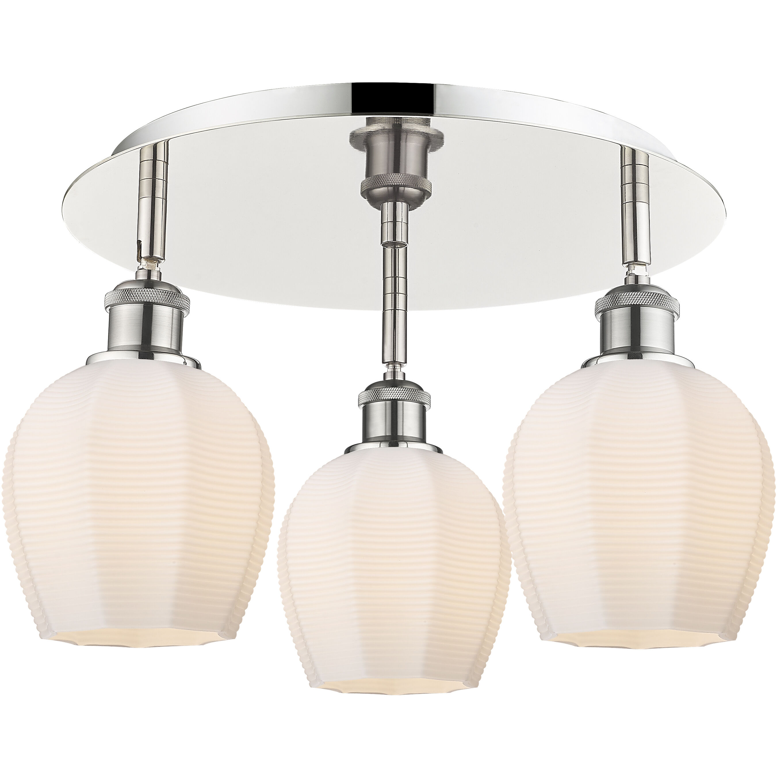 Norfolk 3 Light 17.5 inch Polished Nickel Flush Mount Ceiling Light in Matte White