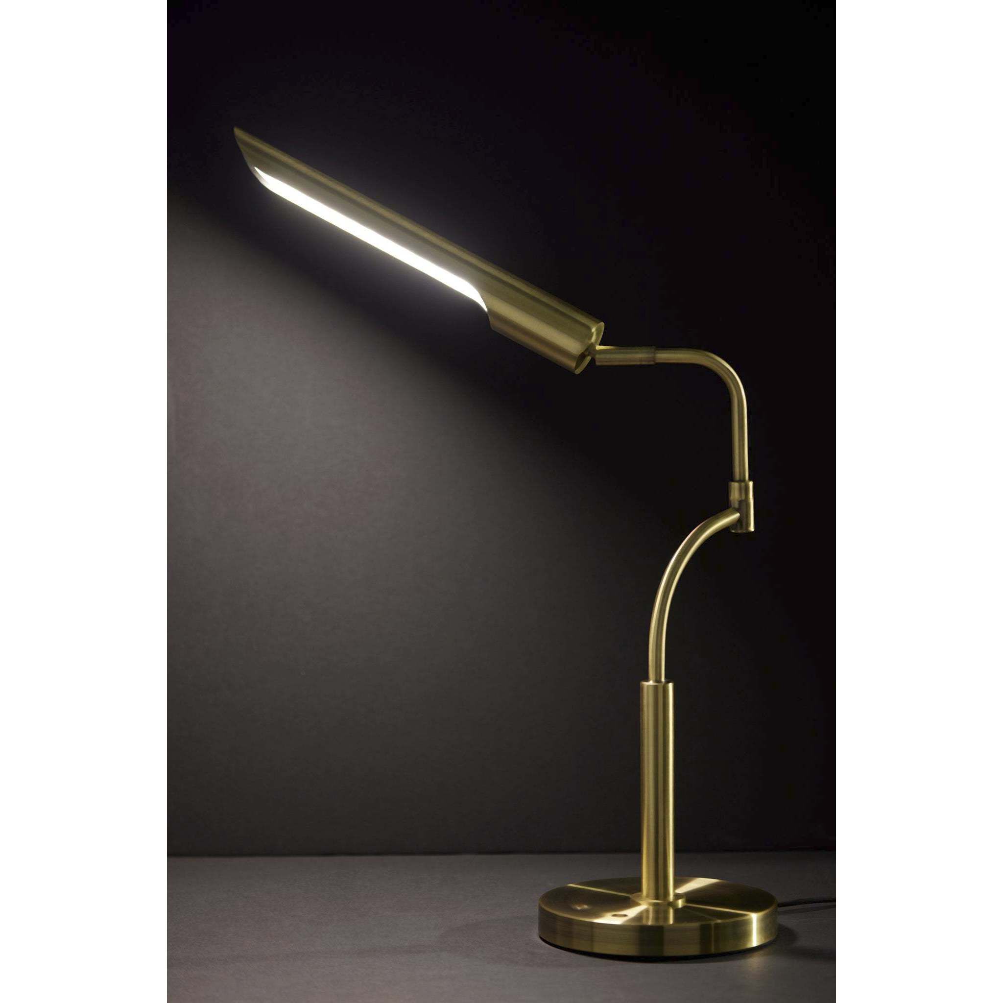 Zane 17 inch 10.00 watt Antique Brass Desk Lamp Portable Light, with Smart Switch