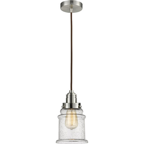 Winchester Canton 1 Light 8 inch Satin Nickel Mini Pendant Ceiling Light in Brown, Winchester