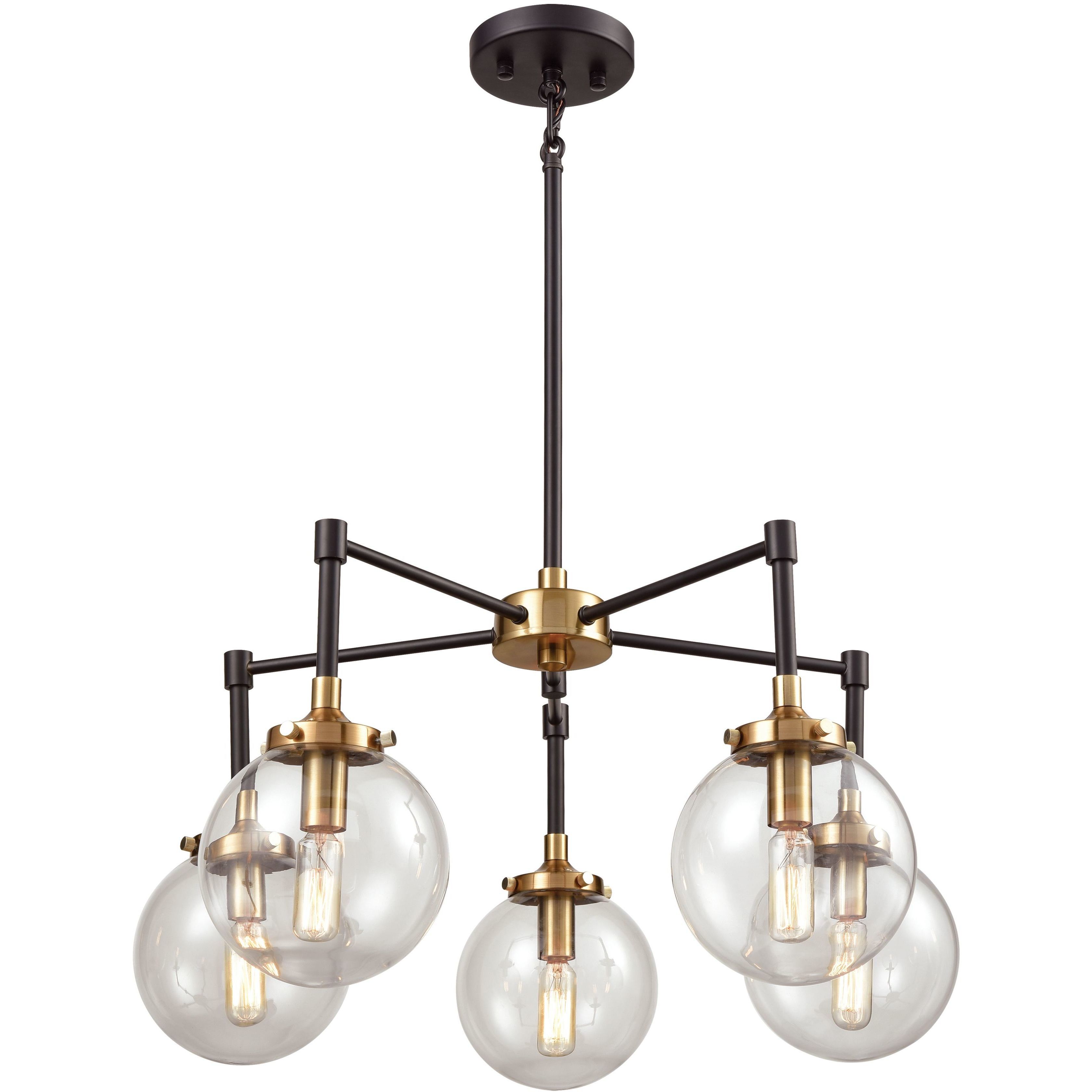 Boudreaux 5 Light 23 inch Antique Gold with Matte Black Chandelier Ceiling Light