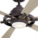 Gentry Lite 52 inch Weathered Zinc with Dark Walnut Blades Ceiling Fan in Dark Walnut/Weathered White
