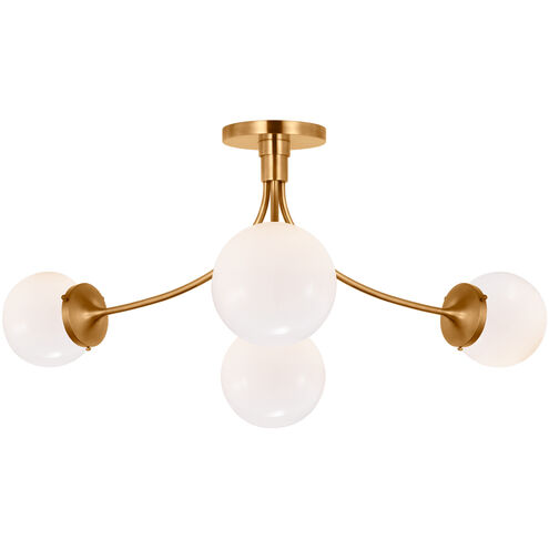 kate spade new york Prescott LED 28.25 inch Soft Brass Semi-Flush Mount Ceiling Light in White Glass, Large