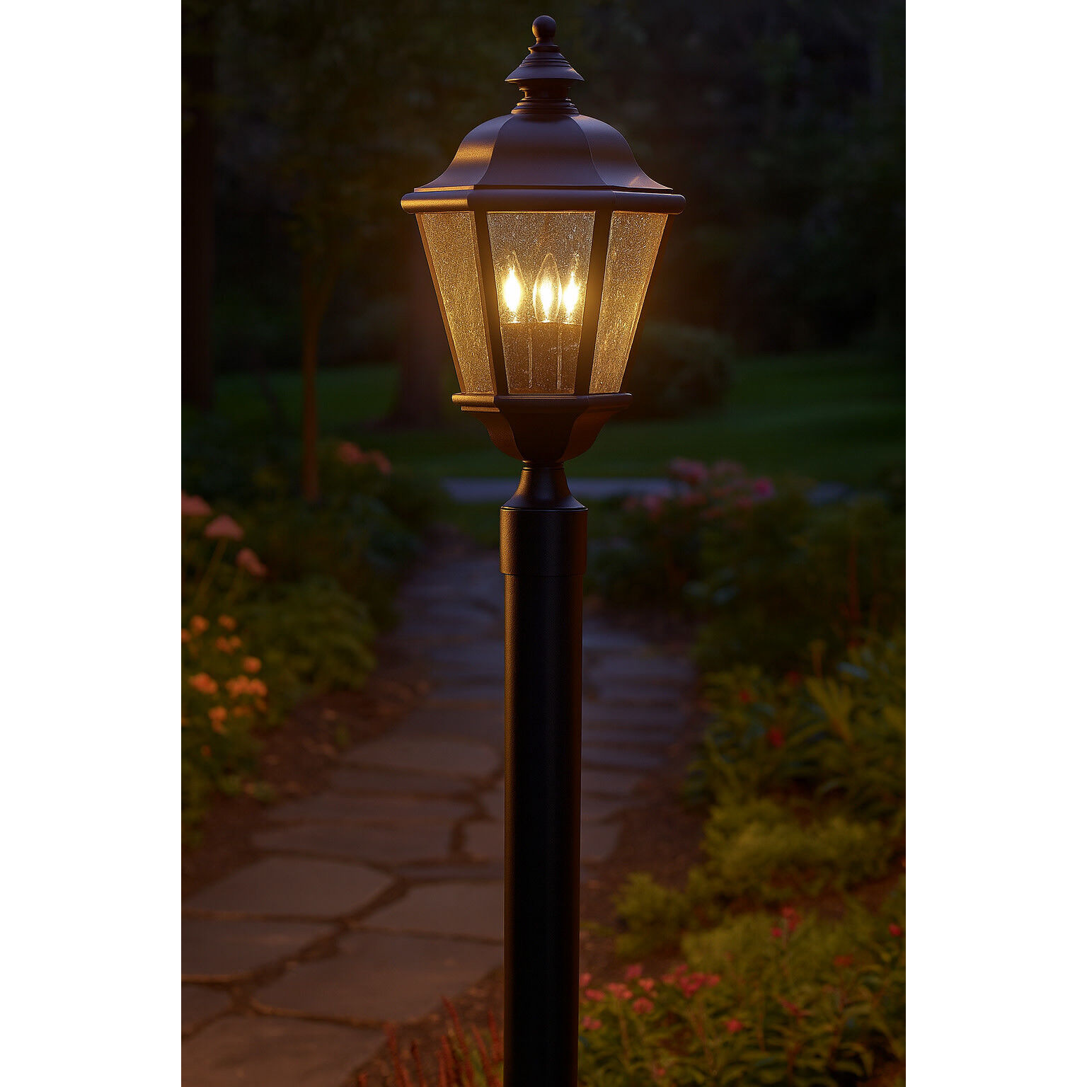 Estate Series Edgewater 3 Light 21.25 inch Black Outdoor Post Mount Lantern in Non-LED