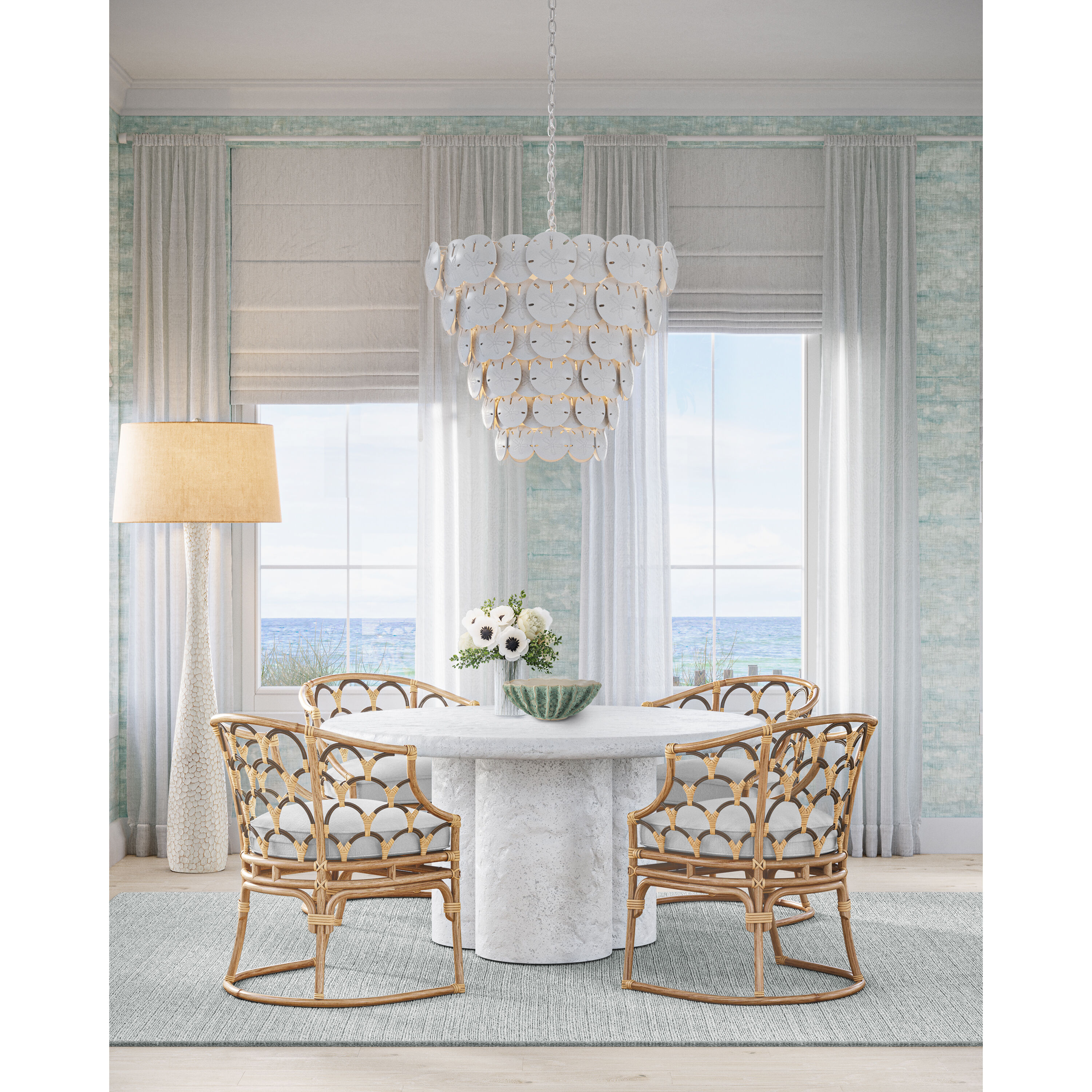 Tulum 8 Light 32 inch White/Sugar White Chandelier Ceiling Light, Marjorie Skouras Collection