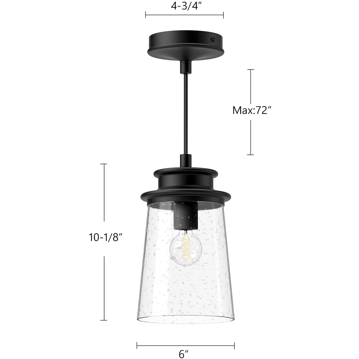 Alora Mood Quincy 1 Light 6 inch Clear Bubble Glass/Textured Black Exterior Pendant