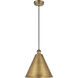 Ballston Cone LED 16 inch Brushed Brass Mini Pendant Ceiling Light