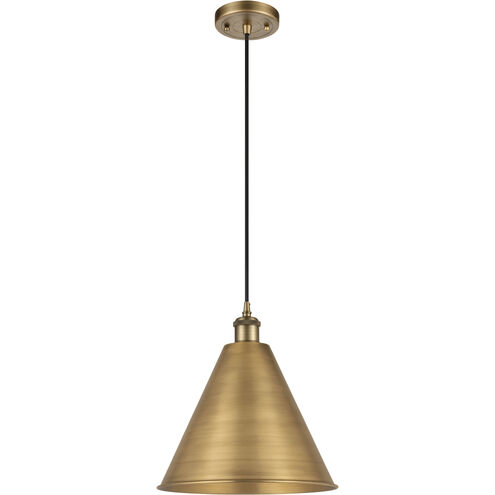 Ballston Cone LED 16 inch Brushed Brass Mini Pendant Ceiling Light