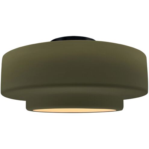 Radiance LED 14.5 inch Matte Green and Matte Black Semi Flush Ceiling Light