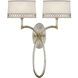 Allegretto Wall Sconce Wall Light in Silver, White Textured Linen