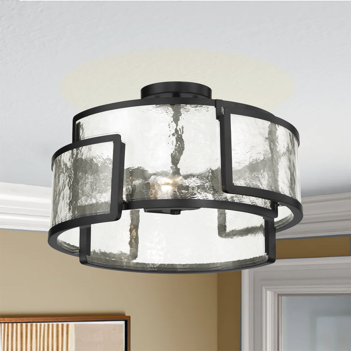 Bella Collina 3 Light 18 inch Coal Semi Flush Mount Ceiling Light