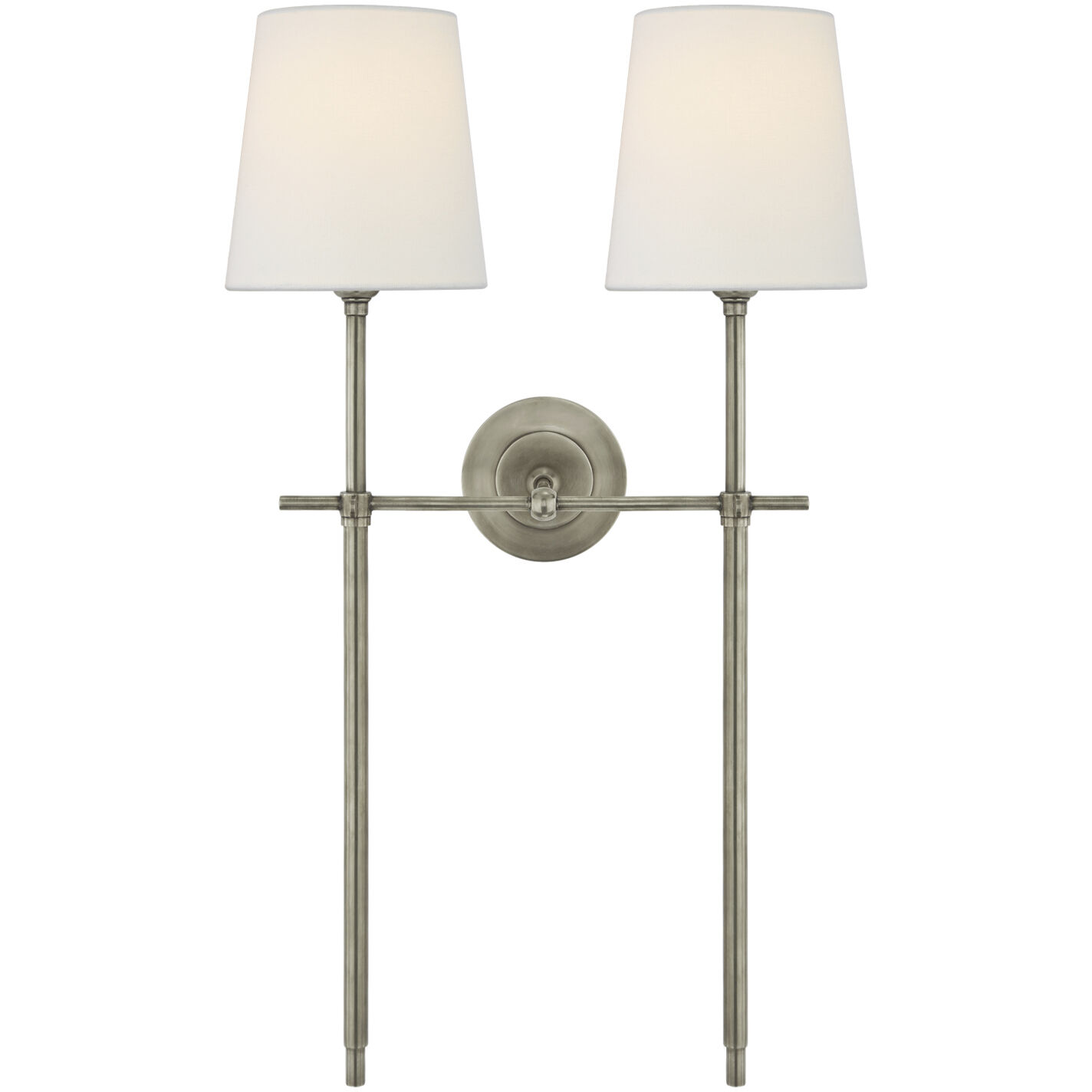Thomas O'Brien Bryant 2 Light 16 inch Antique Nickel Double Tail Sconce Wall Light in Linen, Large