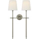 Thomas O'Brien Bryant 2 Light 16 inch Antique Nickel Double Tail Sconce Wall Light in Linen, Large