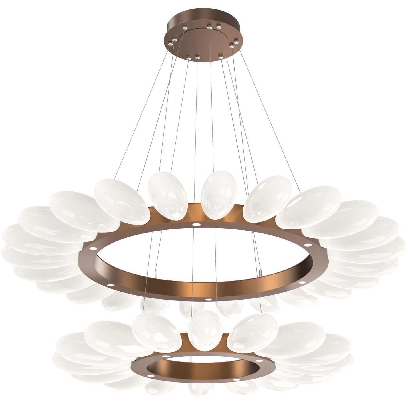 Fiori LED Burnished Bronze Chandelier Ceiling Light, Radial Ring