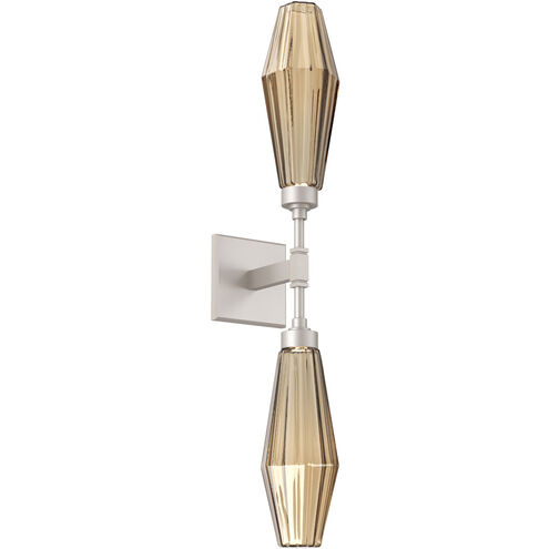 Aalto LED 4.5 inch Beige Silver Indoor Sconce Wall Light in 3000K LED, Optic Rib Bronze, Metallic Beige Silver, Double