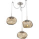 Nova LED 19 inch Metallic Beige Silver Swag Multi-Pendant Ceiling Light in 3000K LED, Geo Inner - Bronze Outer
