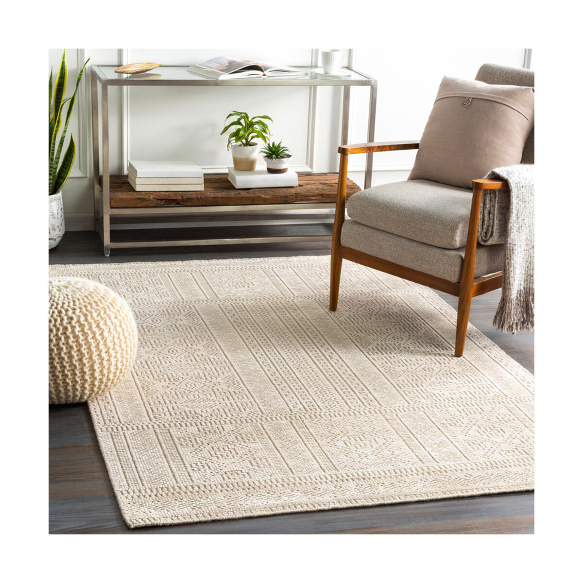 Sylvia 72 X 48 inch Beige Rug, Rectangle