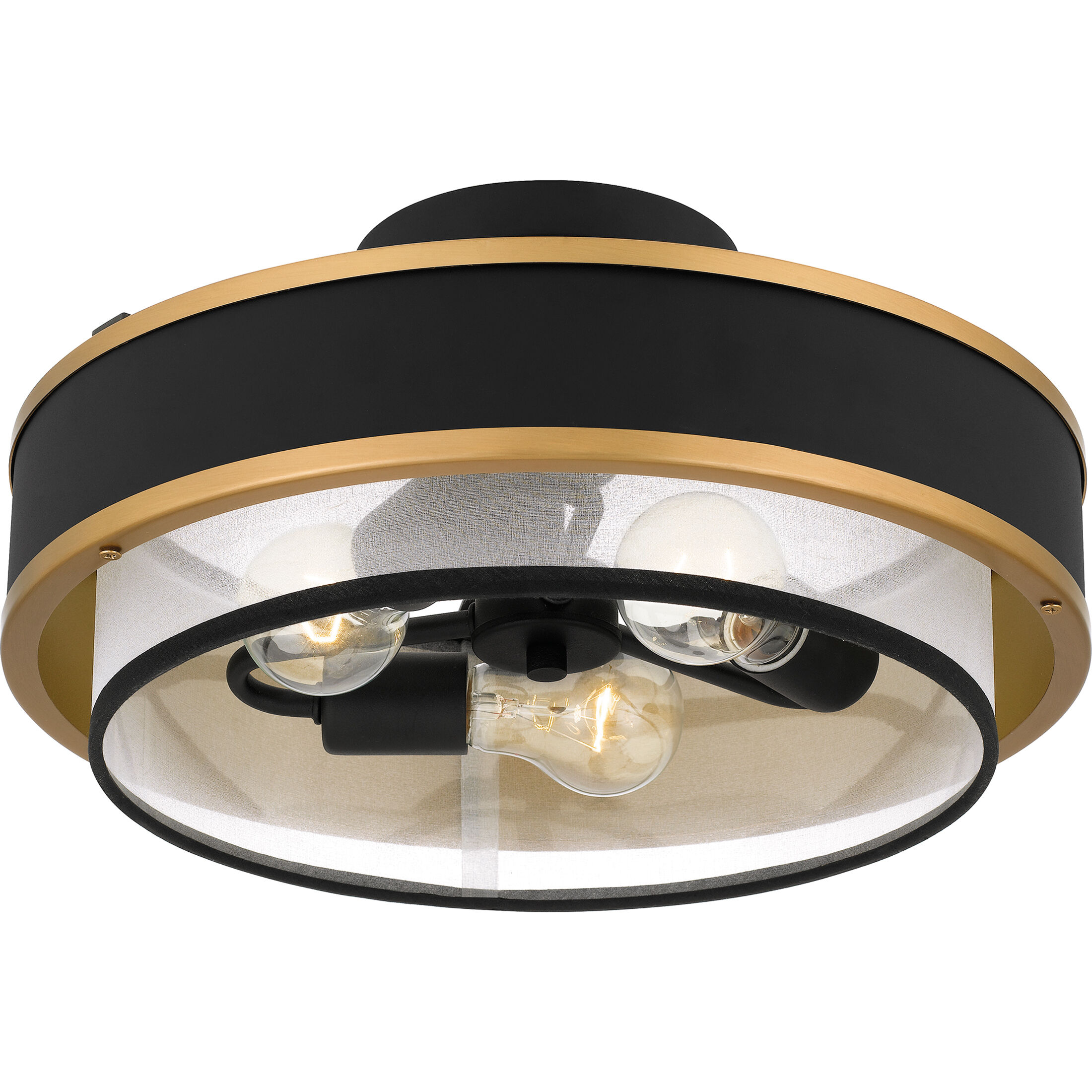 Lockwood 3 Light 15 inch Earth Black Semi-Flush Mount Ceiling Light