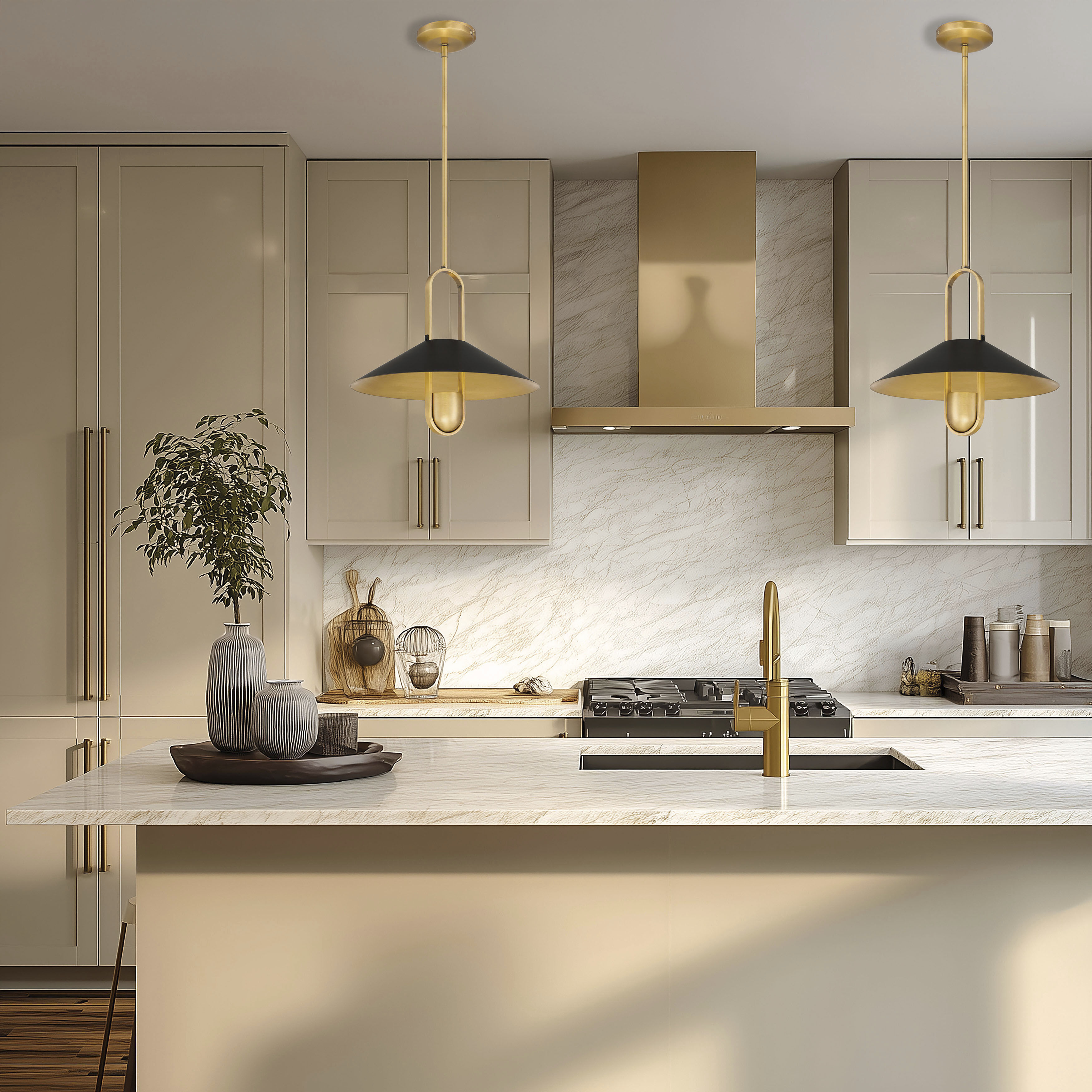 Goldenridge 1 Light 15 inch Legacy Brass and Dark Matte Black Pendant Ceiling Light