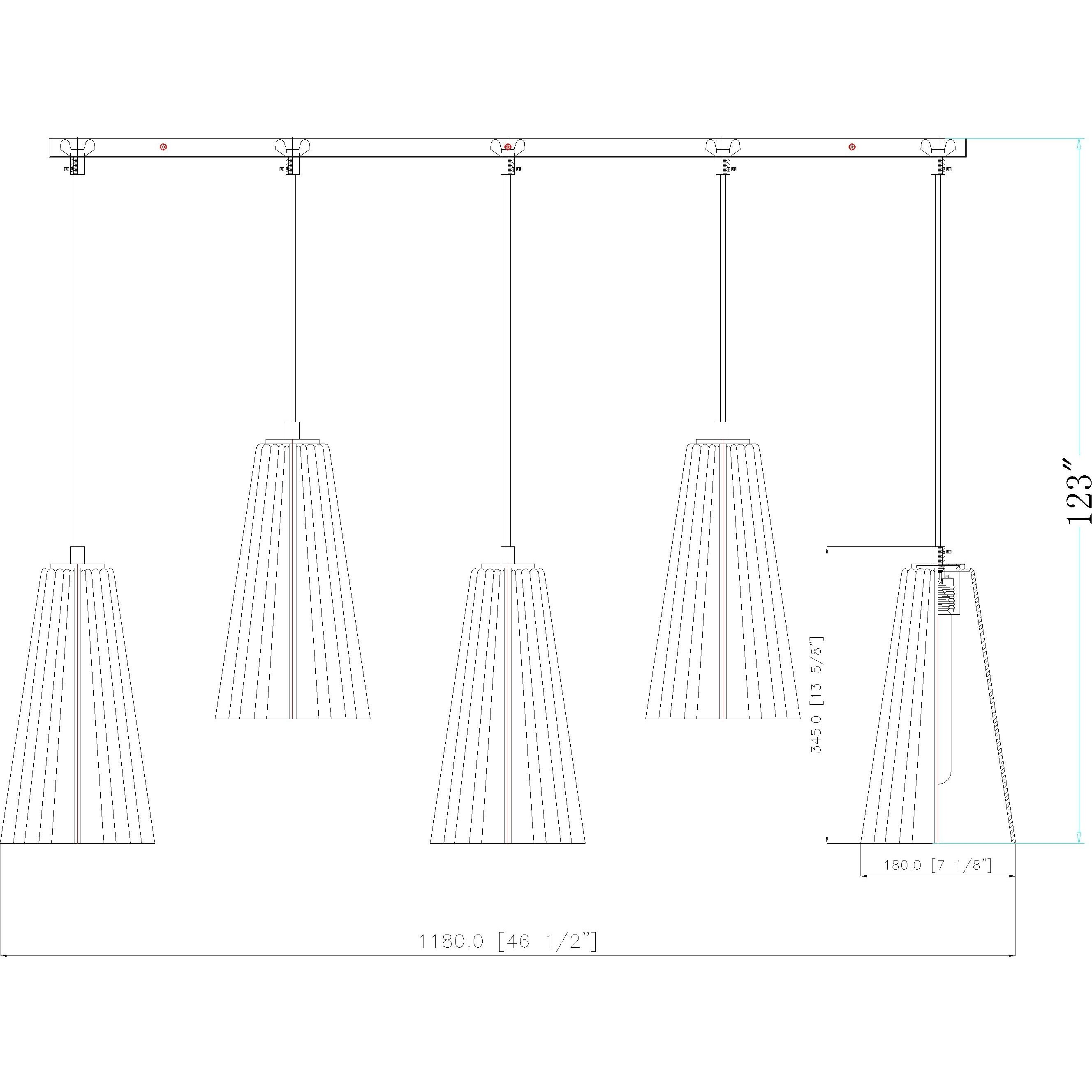 Farrell 5 Light 42 inch Modern Gold Linear Chandelier Ceiling Light